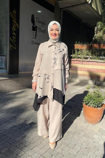 3 pantolonlu takım  Bej