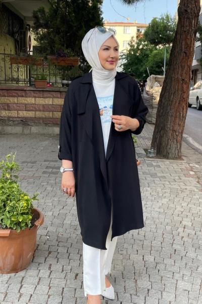 Apolet detaylı oversıze hırka Siyah