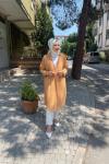 Apolet detaylı oversıze hırka Camel