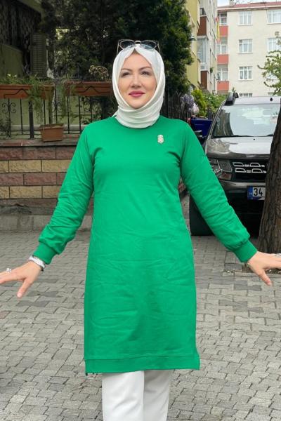 Ara boy duz sweat Koyu Yeşil