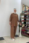 Ayrobim pantalonlu takım Taba