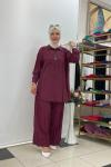 Ayrobim pantalonlu takım Mürdüm