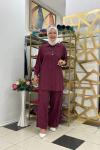 Ayrobim pantalonlu takım Mürdüm