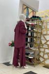 Ayrobim pantalonlu takım Mürdüm