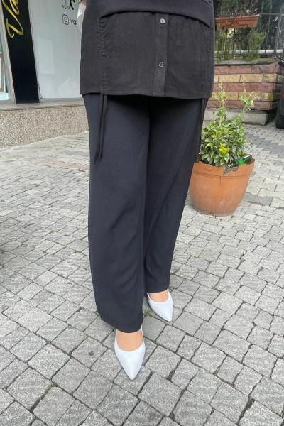 Ayrobın pantolon  belı lastıklı Siyah