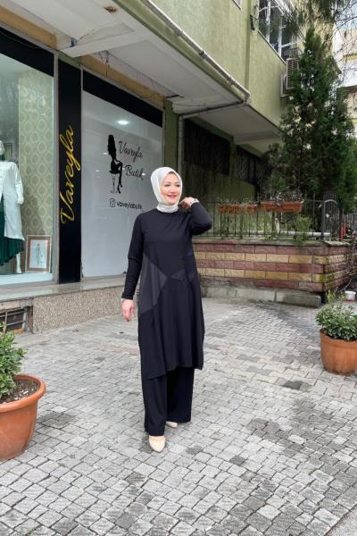 Banbu kumaş  pantolonlu takım Siyah