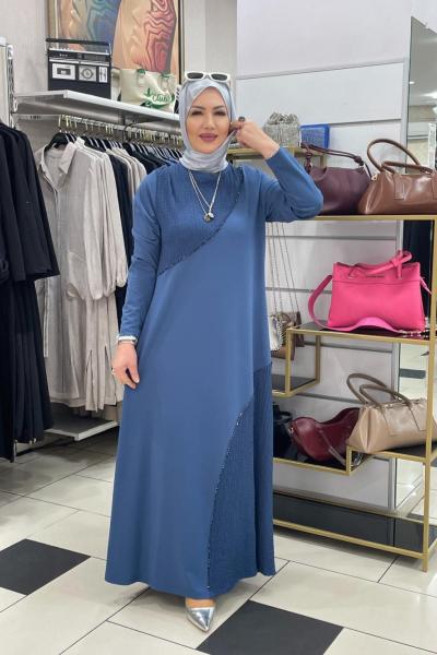 Banbu kumaş elbise Mavi