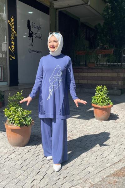 Banbu paraşut detaylı pantolonlu takım Mavi