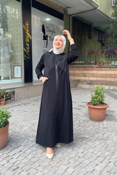 Banbu paraşut deteylı ferace Siyah