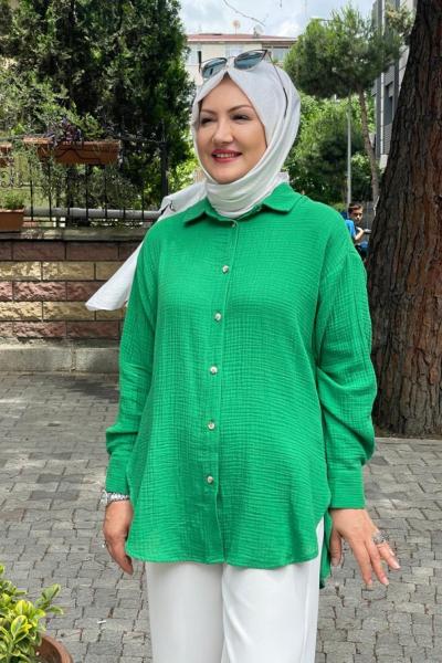 Basıc müslin gömlek Yeşil