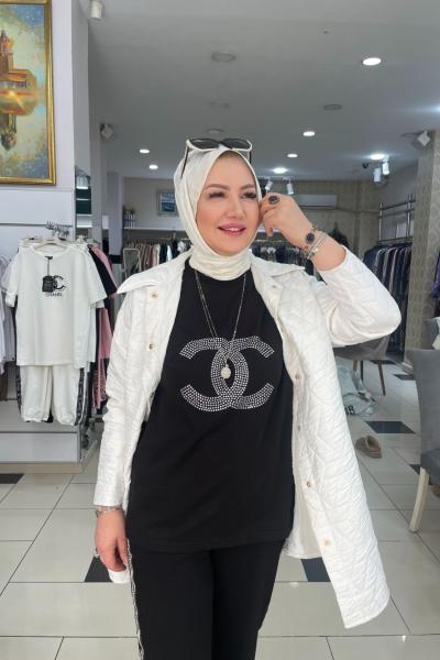 Baskı desenli  shirt Siyah