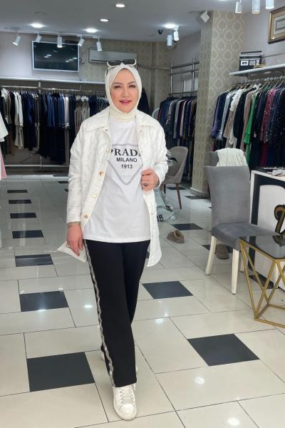 Baskı desenli  shirt Beyaz