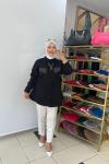Baskılı taşli gomlek Siyah