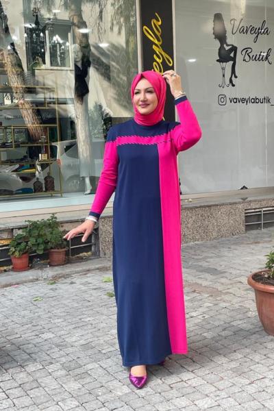 Blok elbise  ince triko Lacivert