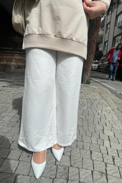 Bol paca penye eşortman altı Beyaz