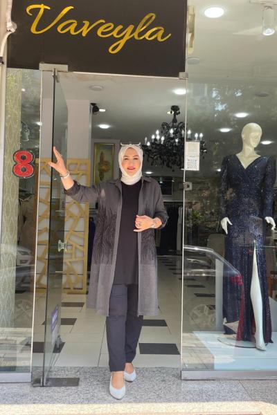 Boncuklu gomlek yaka tunık Antrasit