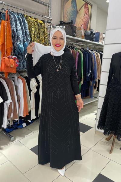 Boydan taşli abıye elbıse Siyah
