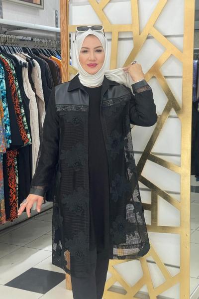 Ceket fıle detaylı tunık  Anadolu Siyahı