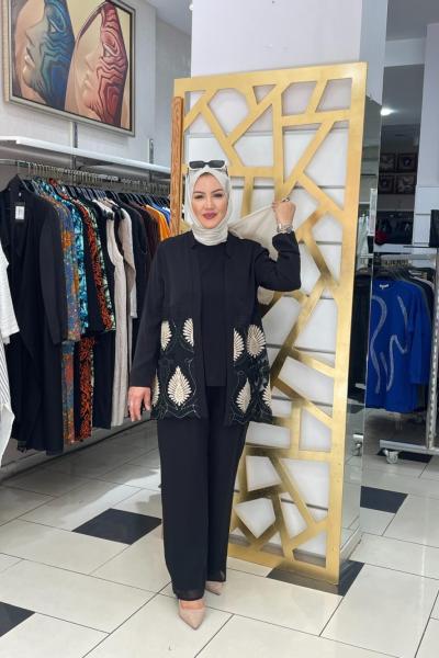 Ceketli pantolonlu tüllü takım Anadolu Siyahı