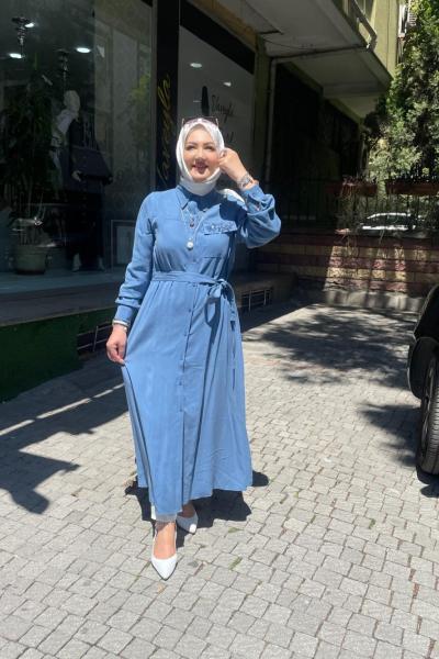 Cep detayli tunık  Mavi