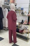 Cep detaylı pantolonlu takım Bordo