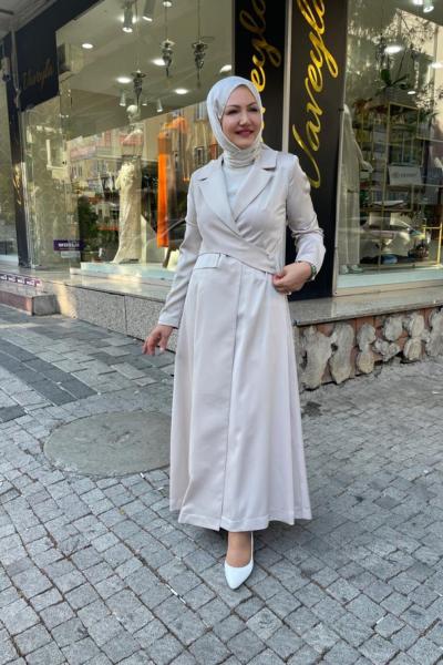 cep kapaklı yandan dügmelı abiye Taş Rengi