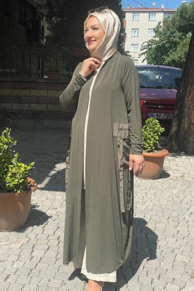 Cepleri paraşut detaylı hırka Haki