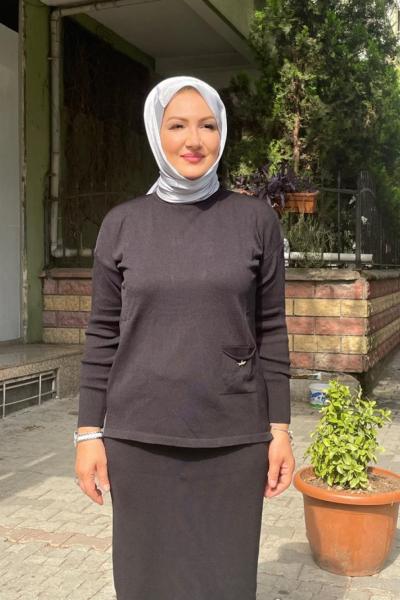 Cepli yusufcuk deraylı bluz Siyah