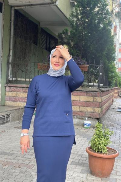 Cepli yusufcuk deraylı bluz Lacivert