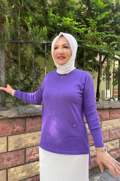 Cepli yusufcuk deraylı bluz Lila