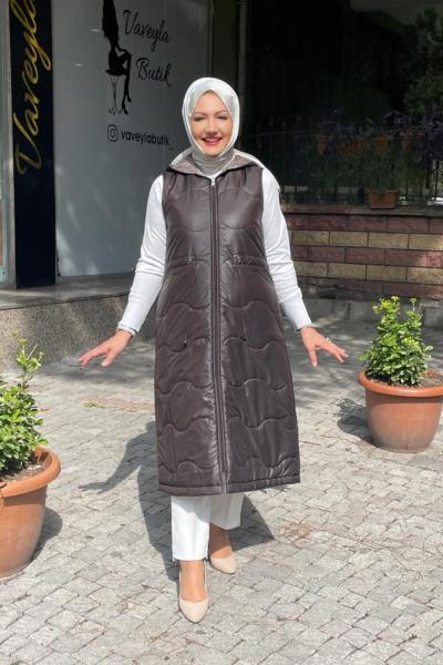 Çif taraflı yelek Kahverengi