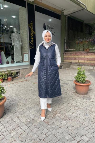 Çif taraflı yelek Açık Lacivert