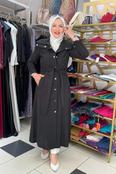 Çıt çıt detaylı kap Siyah