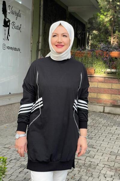 Çizgı gecışlı tunık Siyah