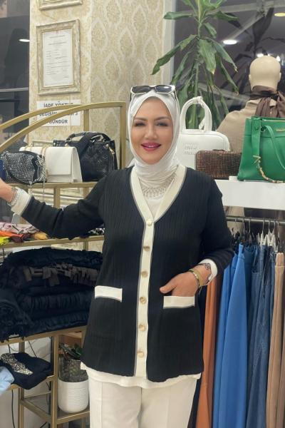 Cızgılı hırka Siyah
