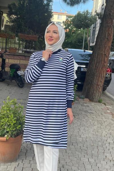 Cizgili tunık Lacivert