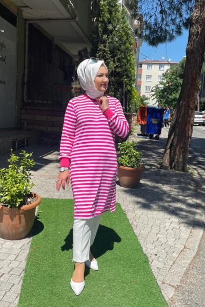 Cizgili tunık Pembe