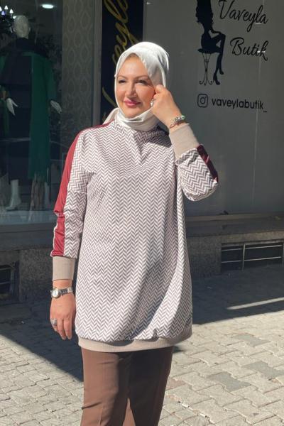 Desenli omuzu şeritli sukuba tunık Vizon