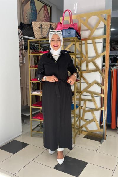 Dügme detayli kap Siyah