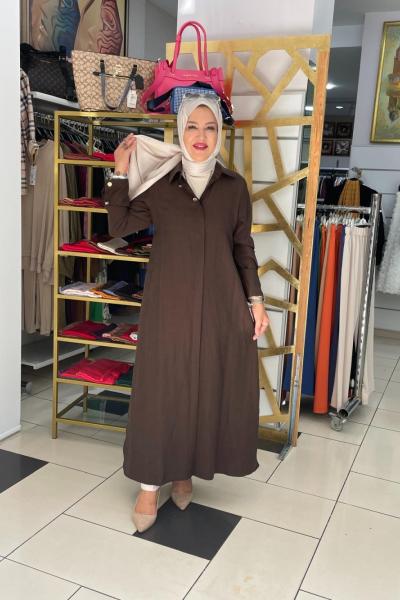 Dügme detayli kap Kahverengi