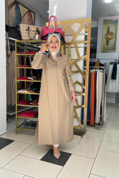 Dügme detayli kap Bej