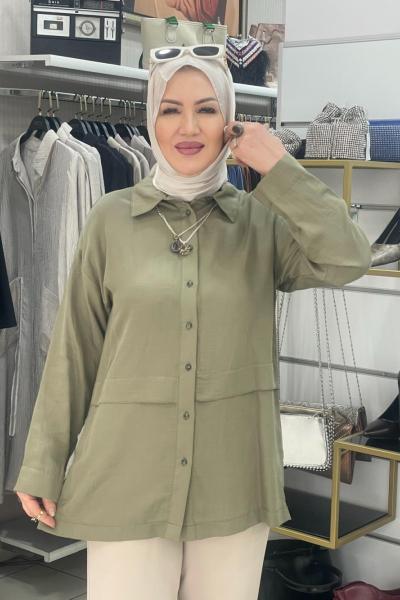 Dügmeli gömlek Yeşil