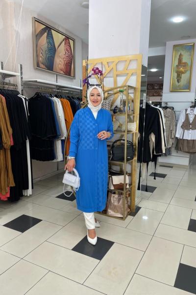 Dügmeli hırka Mavi