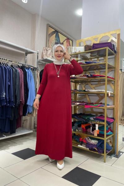 Düz elbıse Bordo