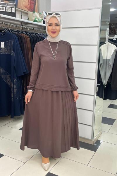 Düz etekli takim  Koyu Kahverengi