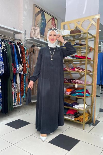 Düz ıpek kupra elbıse Siyah