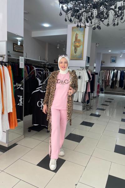 Eşortman takım iki iplikli kumaş Pembe