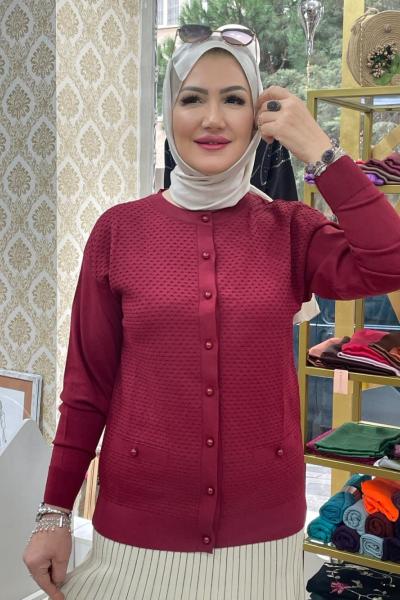 Etek üstü hırka Bordo