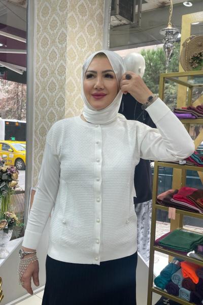 Etek üstü hırka Beyaz