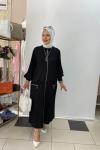 Eteklı takım önden fermuarlı Siyah